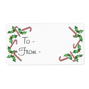 Etiqueta Candy Canes and Holly Gift Labs