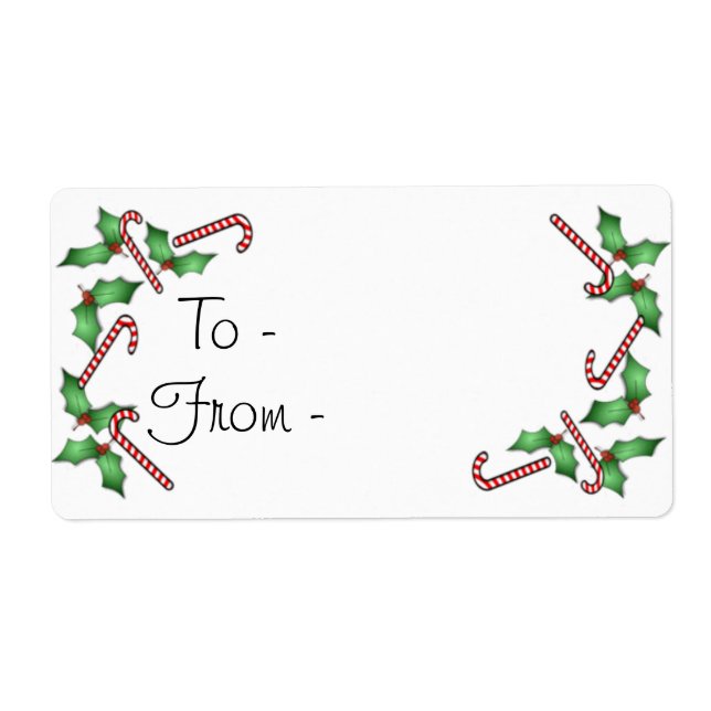 Etiqueta Candy Canes and Holly Gift Labs (Frente)