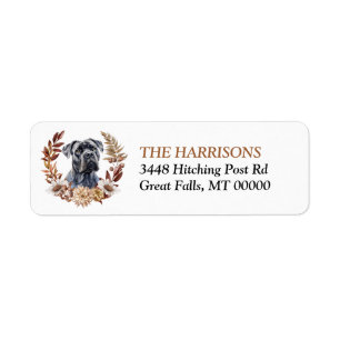 Etiqueta Cane Corso Dog Otumn Wreath
