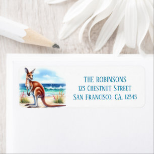 Etiqueta Canguro acuático de verano en la playa