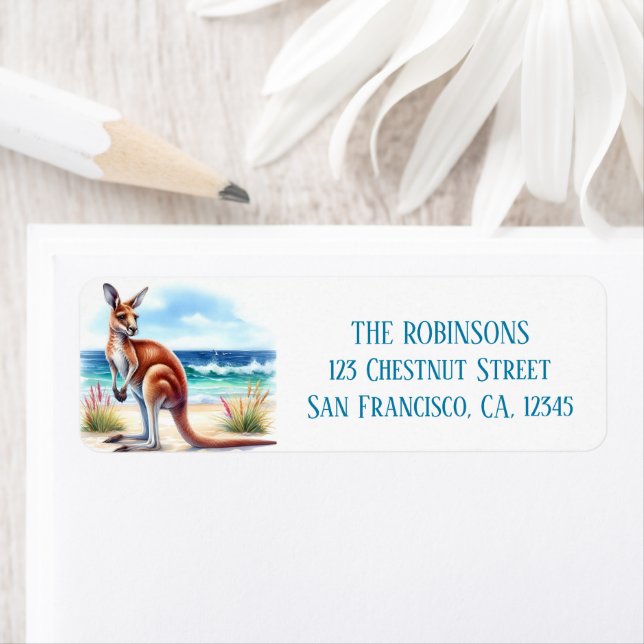 Etiqueta Canguro acuático de verano en la playa (In situ)
