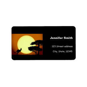 Etiqueta Canguro al atardecer