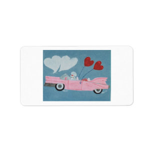 Etiqueta Caniche en convertible rosa