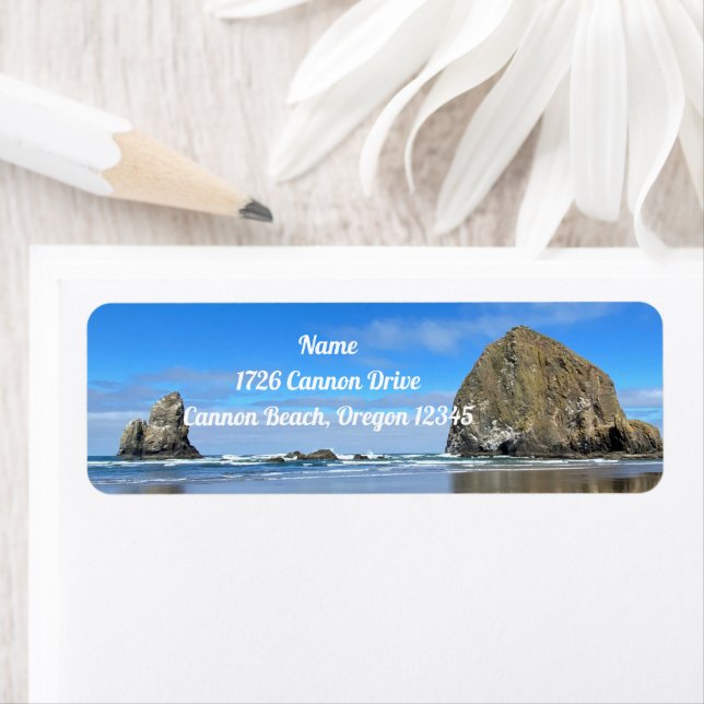 Etiqueta Cannon Beach Oregon Haystack Rock (In situ)