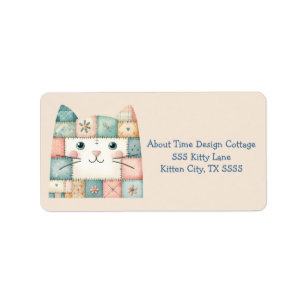 Etiqueta Cara de Gatito de Cottage Pastel de Parche Falso