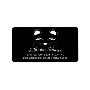 Etiqueta Cara de gato negro y blanco