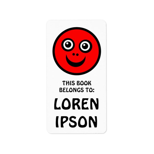 Etiqueta Cara divertida - Rojo - Libro Plate (Frente)