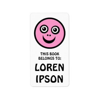 Etiqueta Cara divertida - rosa - lugar del libro