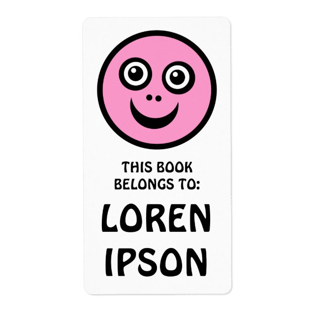 Etiqueta Cara divertida - rosa - lugar del libro (Frente)