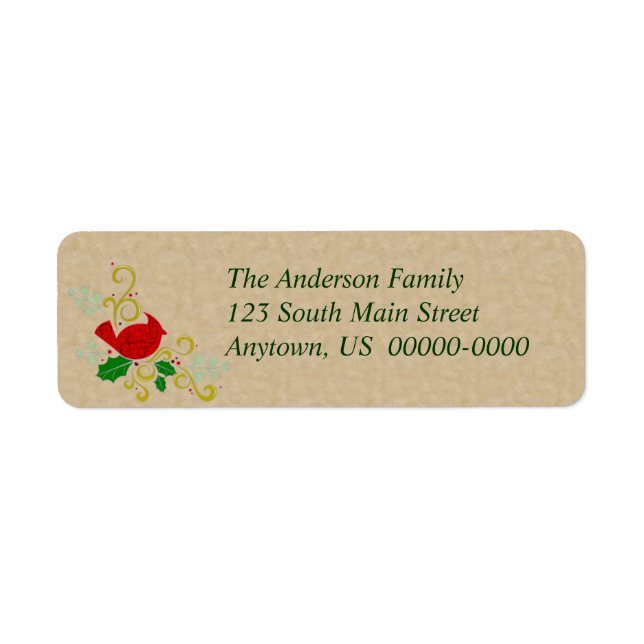 Etiqueta Cardenal navidad sobre la mirada perseguida (Frente)