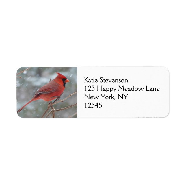 Etiqueta Cardenal rojo en invierno (Frente)