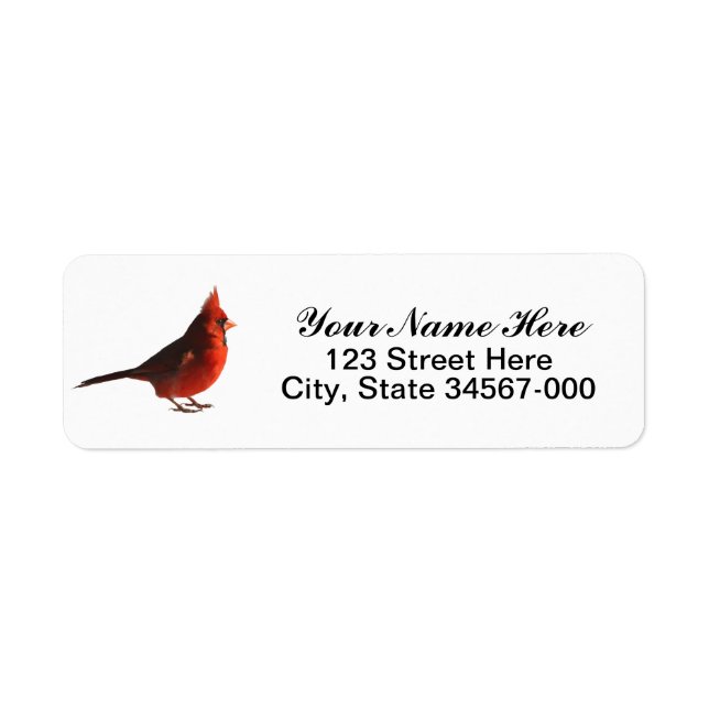 Etiqueta Cardenal rojo masculino (Frente)