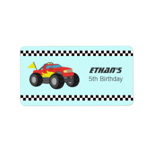 Etiqueta Carreras Fiery Red Monster Truck Fiesta