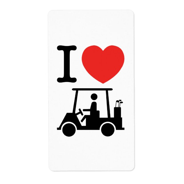 Etiqueta Carro de golf I Heart (Love) (Frente)