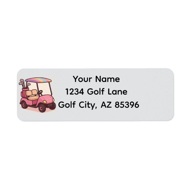 Etiqueta Carro de golf rosa personalizado (Frente)