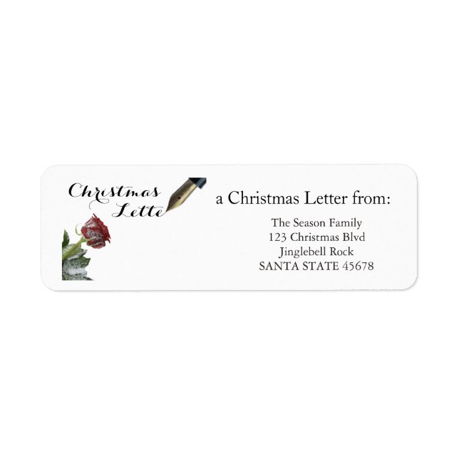 Etiqueta Carta navideña de nieve rosa merry (Frente)