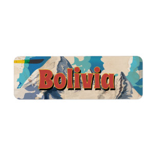 Etiqueta Cartel de viaje antiguo de Bolivia
