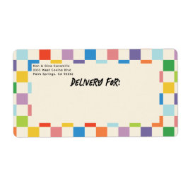 Etiqueta Cartón de cheques de color brillante con dirección