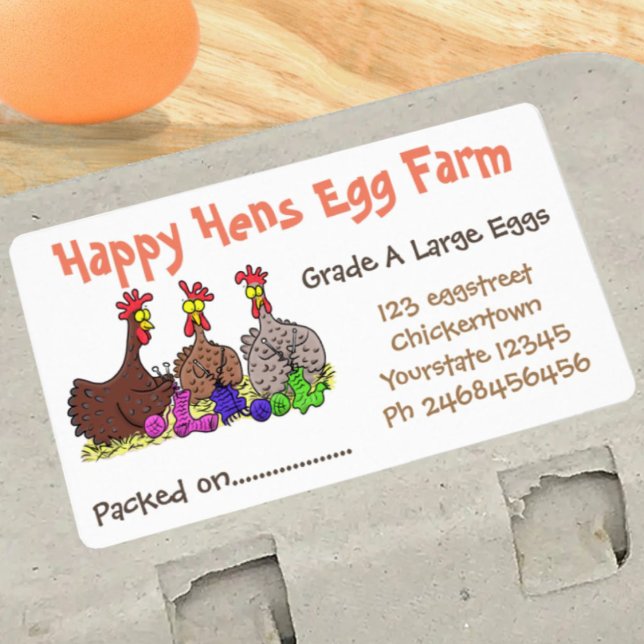 Etiqueta Cartón de huevo personalizado de gallinas graciosa (Sell your farm fresh eggs with this fun chicken design!)