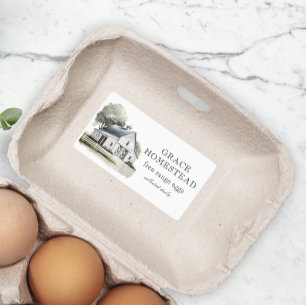 Etiqueta Cartón de Huevos Granja Homestead de Granero Blanc