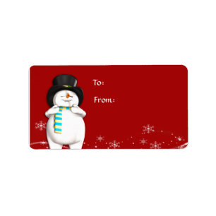 Etiqueta Cartoon Snowman Christmas Gift Tag