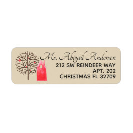 Etiqueta Casa de color de agua y árbol folksy Tan o elegir