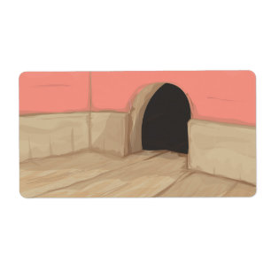 Etiqueta Casa de ratón de dibujos animados