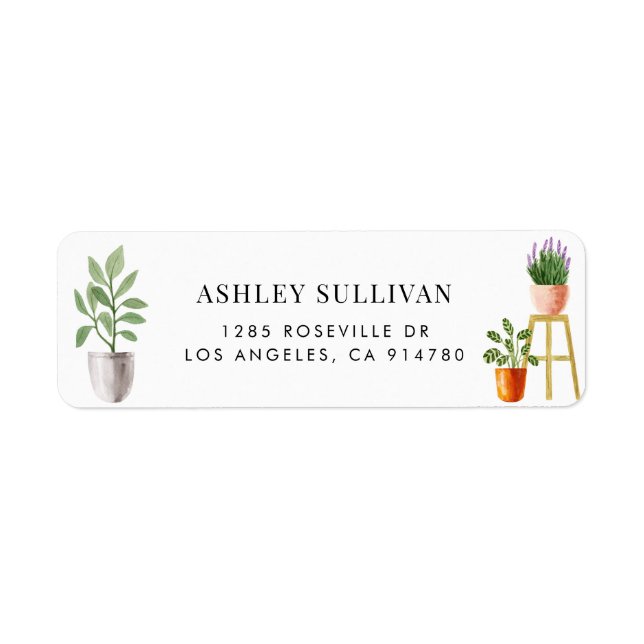 Etiqueta Casas Potadas de la acuarela Boho (Frente)