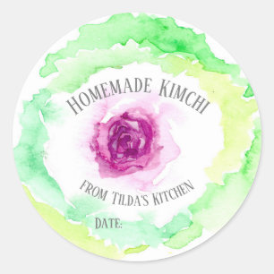Etiqueta casera de cajón de kimchi de col