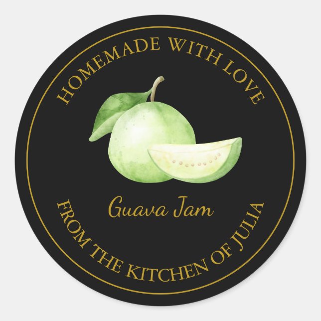 Etiqueta casera de guayaba de oro | Negro (Anverso)