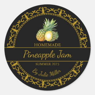 Etiqueta casera de inmersión de piña de oro vintag