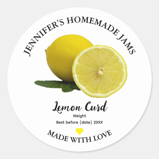 Etiqueta casera de jam jar de limón de limón (Anverso)
