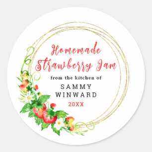 Etiqueta casera de mermelada de fresa
