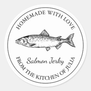 Etiqueta casera de Salmon Jerky