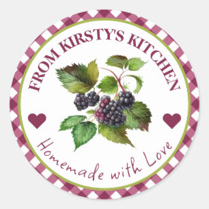 Etiqueta casera Gingham Blackberry Jam