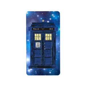 Etiqueta Casilla de llamadas públicas de la policía azul - 