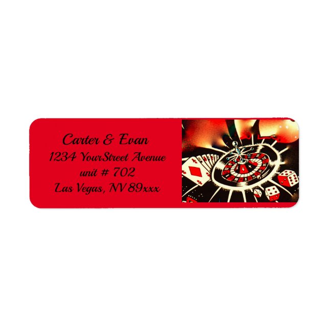 Etiqueta Casino Gambler Black, Gold, Red (Frente)