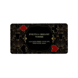 Etiqueta Casino Gold Black Gatsby Bodas de los años 20
