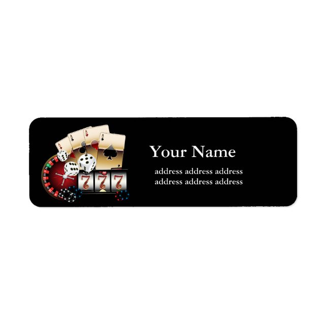 Etiqueta casino, vegas, póquer, juegos de azar, (Frente)