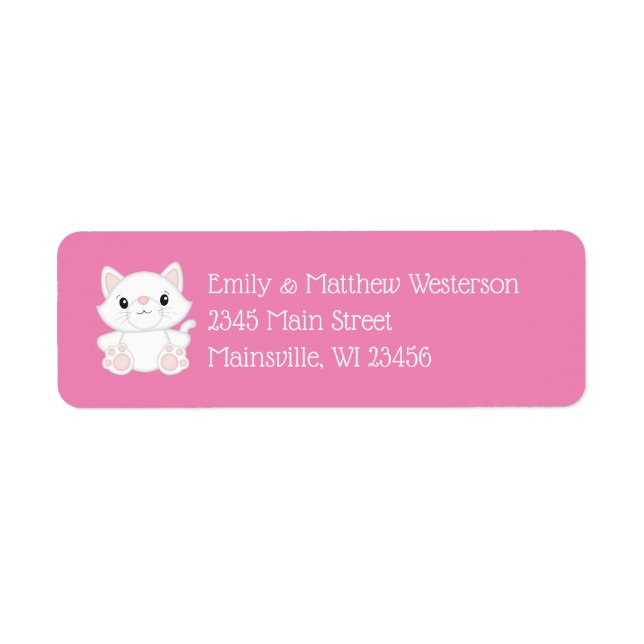 Etiqueta Cat Baby Shower Kitty Pink (Frente)