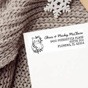 Etiqueta Cat Christmas Lights Return Address Label