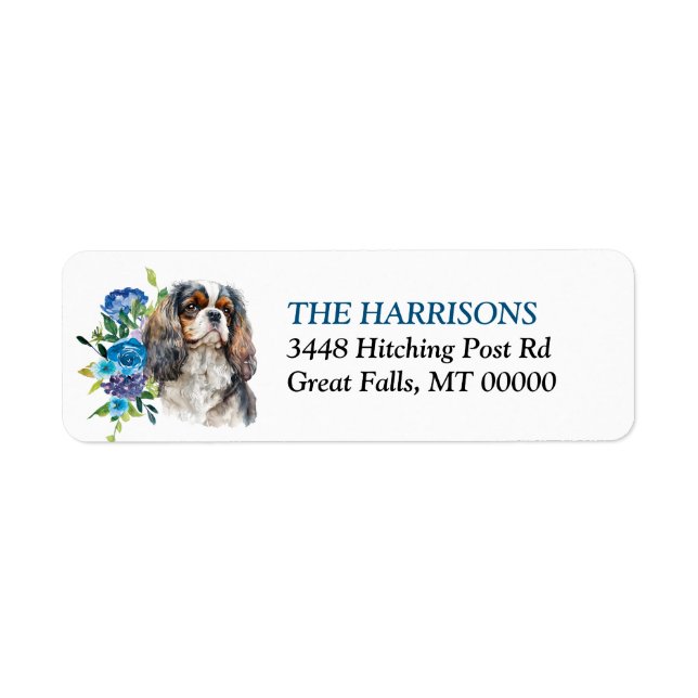 Etiqueta Cavalier King Charles Spaniel Floral (Frente)