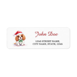 Etiqueta Cavalier King Charles Spaniel Gorro de Santa Navid