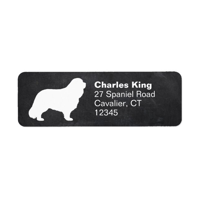 Etiqueta Cavalier King Charles Spaniel Silhouette Dirección (Frente)