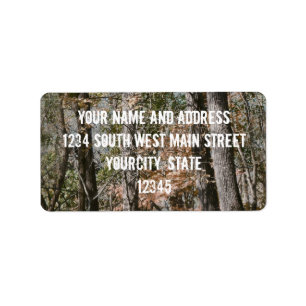 Etiqueta Caza/Pesca de la Naturaleza del Camuflaje del Árb