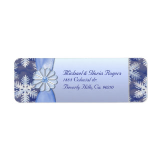 Etiqueta Celebración del Copo de Nieve Azul Cristal