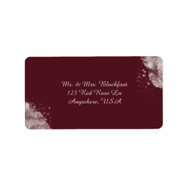 Etiqueta Celestial Burgundy Starlight Address Labels (Frente)