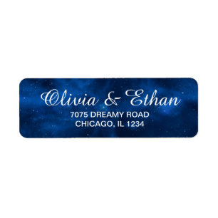 Etiqueta celestial romántica del Universo Azul