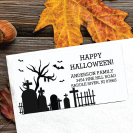 Etiqueta Cementerio Halloween Feliz Dirección de Regreso