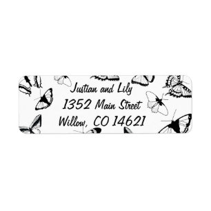 Etiqueta Cena de ensayo de mariposas negras y blancas